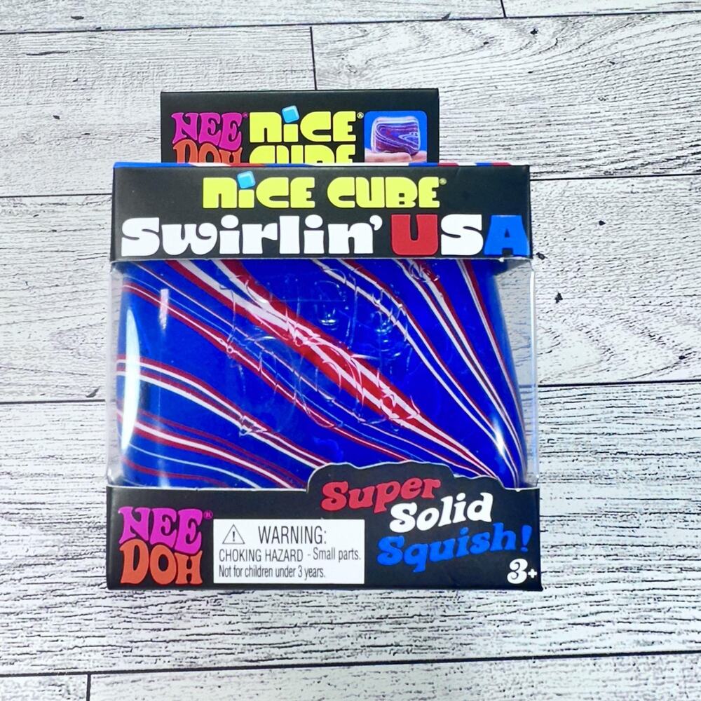 Nee Doh Nice Cube Swirlin' USA Fidget Stress Toy Squishy Cube Limited Edition